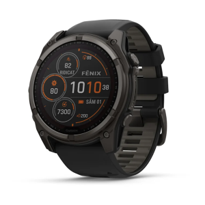 Ceas Garmin FENIX 8 Solar, Sapphire, Titan DLC gri carbon, 51mm