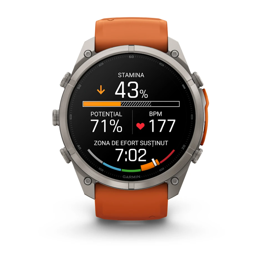 Ceas Garmin FENIX 9 PRO curea din silicon Autumn Orange - imagine 2
